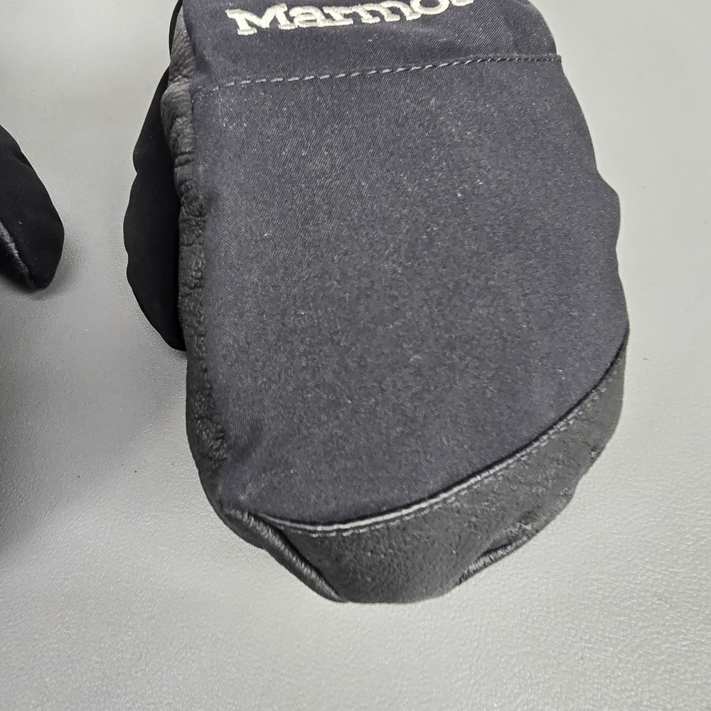 Marmot Primaloft Insulated Mittens Black Leather Palm Winter Snow Gloves Women S - Picture 14 of 15
